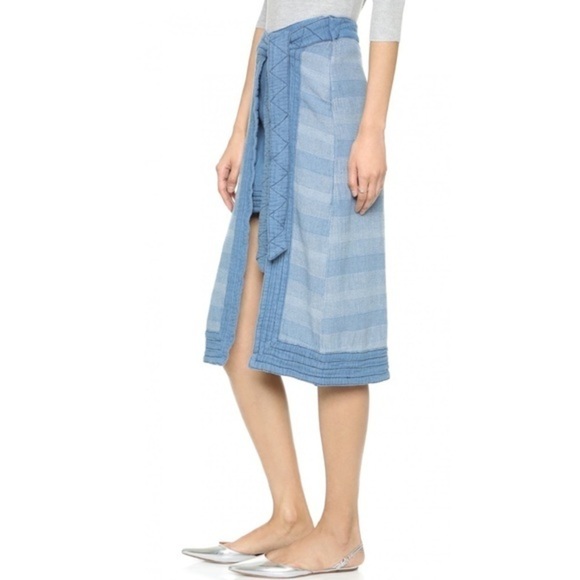 NWT Free People Double The Fun Chambray Wrap Skirt - Picture 4 of 9